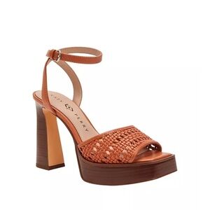 Katy Perry Collections Woven Leather Platform Sandal in Cognac